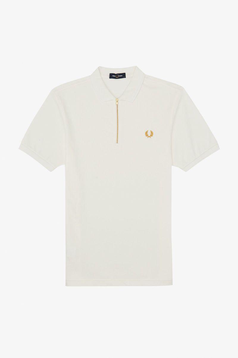 White Fred Perry Zip Neck Polo Men's Shirts | PH 1548WNBY